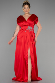 Robe De Fiançailles Grande Taille Longue Satin Rouge ABU3433