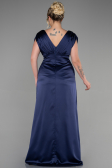 Robe De Fiançailles Grande Taille Longue Satin Bleu Marine ABU3433