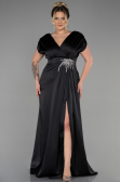 Robe De Fiançailles Grande Taille Longue Satin Noir ABU3433