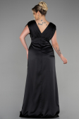 Robe De Fiançailles Grande Taille Longue Satin Noir ABU3433
