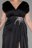 Robe De Fiançailles Grande Taille Longue Satin Noir ABU3433