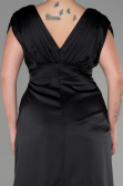 Robe De Fiançailles Grande Taille Longue Satin Noir ABU3433