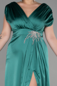 Robe De Fiançailles Grande Taille Longue Satin Émeraude ABU3433
