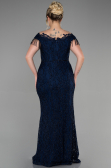 Robe de Soirée Grande Taille Longue Lacé Bleu Marine ABU3435