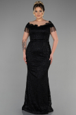 Robe de Soirée Grande Taille Longue Lacé Noir ABU3435