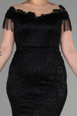 Robe de Soirée Grande Taille Longue Lacé Noir ABU3435
