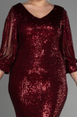 Robe De Soirée Grande Taille Courte Rouge Bordeaux ABK631