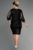 Robe de Soirée Grande Taille Courte Noir ABK631