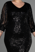 Robe de Soirée Grande Taille Courte Noir ABK631