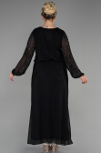 Robe de Soirée Grande Taille Longue Pierreux Noir ABU3436