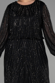 Robe de Soirée Grande Taille Longue Pierreux Noir ABU3436