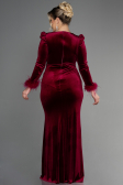 Robe de Soirée Grande Taille Longue Velours Longue Velours Rouge Bordeaux ABU3394