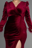 Robe de Soirée Grande Taille Longue Velours Longue Velours Rouge Bordeaux ABU3394