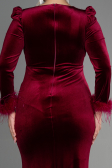 Robe de Soirée Grande Taille Longue Velours Longue Velours Rouge Bordeaux ABU3394