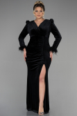 Robe de Soirée Grande Taille Longue Velours Longue Velours Noir ABU3394