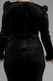 Robe de Soirée Grande Taille Longue Velours Longue Velours Noir ABU3394