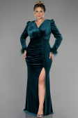 Robe de Soirée Grande Taille Longue Velours Longue Velours Émeraude ABU3394