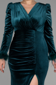 Robe de Soirée Grande Taille Longue Velours Longue Velours Émeraude ABU3394