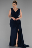 Robe Grande Taille Longue Bleu Marine ABU3438