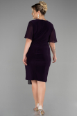 Robe De Soirée Grande Taille Mousseline Courte Violet Foncé ABK1299