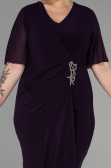 Robe De Soirée Grande Taille Mousseline Courte Violet Foncé ABK1299