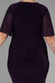 Robe De Soirée Grande Taille Mousseline Courte Violet Foncé ABK1299