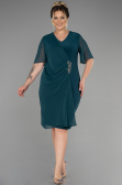 Robe De Soirée Grande Taille Mousseline Courte Émeraude ABK1299