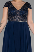 Robe de Soirée Grande Taille Longue Mousseline Bleu Marine ABU3441
