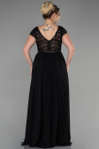 Robe de Soirée Grande Taille Longue Mousseline Noir ABU3441