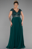 Robe de Soirée Grande Taille Longue Mousseline Émeraude ABU3441