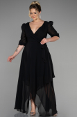 Robe Grande Taille Midi Mousseline Noir ABK1083