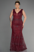 Robe De Fiançailles Grande Taille Longue Rouge Bordeaux ABU3368