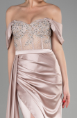 Robe De Soirée Satin Longue Cappuccino ABU3446