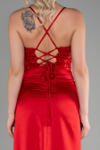 Robe de Soirée Longue Satin Rouge ABU3459