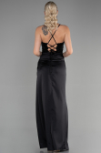 Robe de Soirée Longue Satin Noir ABU3459