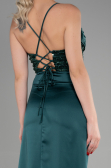 Robe de Soirée Longue Satin Émeraude ABU3459