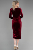 Robe de Cérémonie Midi Velours Rouge Bordeaux ABK1896