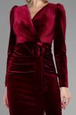 Robe de Cérémonie Midi Velours Rouge Bordeaux ABK1896