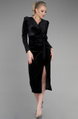 Robe de Cérémonie Midi Velours Noir ABK1896