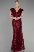 Robe Queue de Poisson Longue Rouge Bordeaux ABU1481