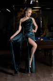 Robe De Soirée Velours Longue Vert ABU3365