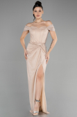 Robe de Soirée Longue Beige ABU3473