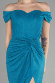 Robe de Soirée Longue Vert Pétrole ABU3473
