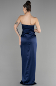 Robe de Soirée Longue Satin Bleu Marine ABU3474