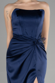 Robe de Soirée Longue Satin Bleu Marine ABU3474
