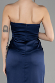 Robe de Soirée Longue Satin Bleu Marine ABU3474