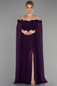 Robe Grande Taille Longue Mousseline Violet ABU3464