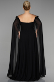 Robe Grande Taille Longue Mousseline Noir ABU3464