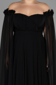 Robe Grande Taille Longue Mousseline Noir ABU3464
