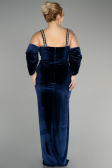 Robe de Soirée Grande Taille Longue Velours Bleu Marine ABU3336